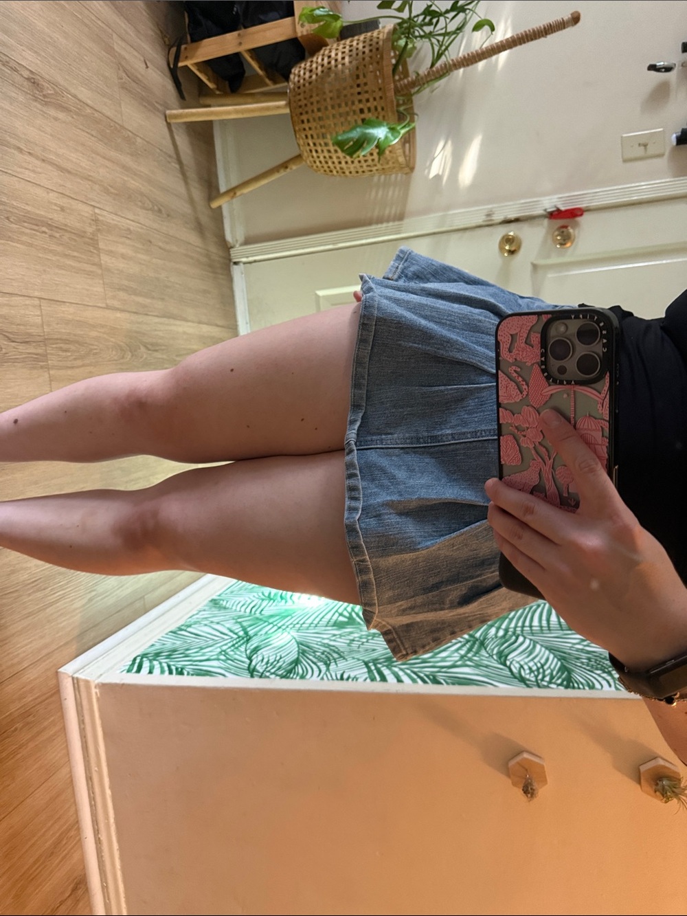Fashion Nova Light Blue Denim Pleated Mini Skirt - Picture 3 of 8